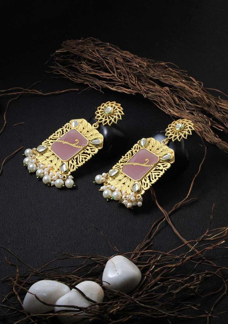 Gold Floral Stud  Gold Toned Earrings - Indya