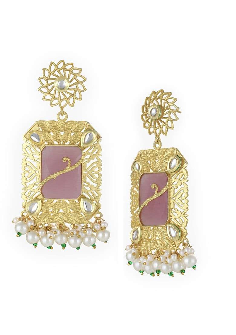 Gold Floral Stud  Gold Toned Earrings - Indya