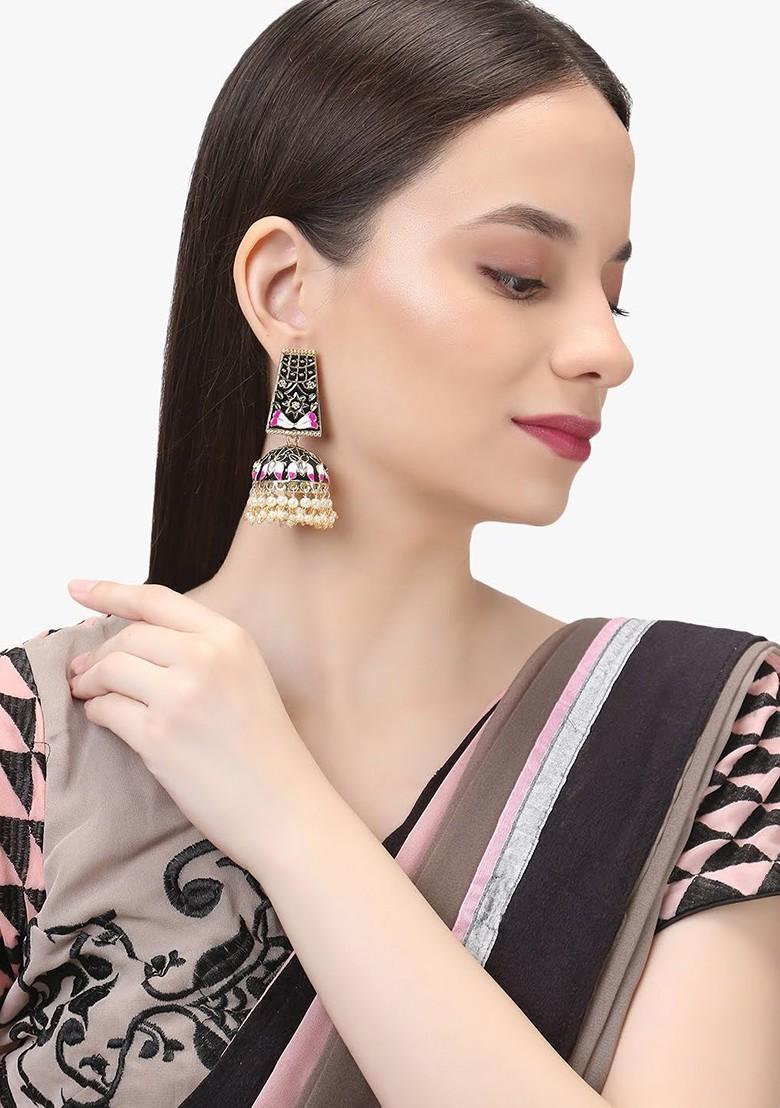 Pink Handcrafted  Gold Toned Earrings