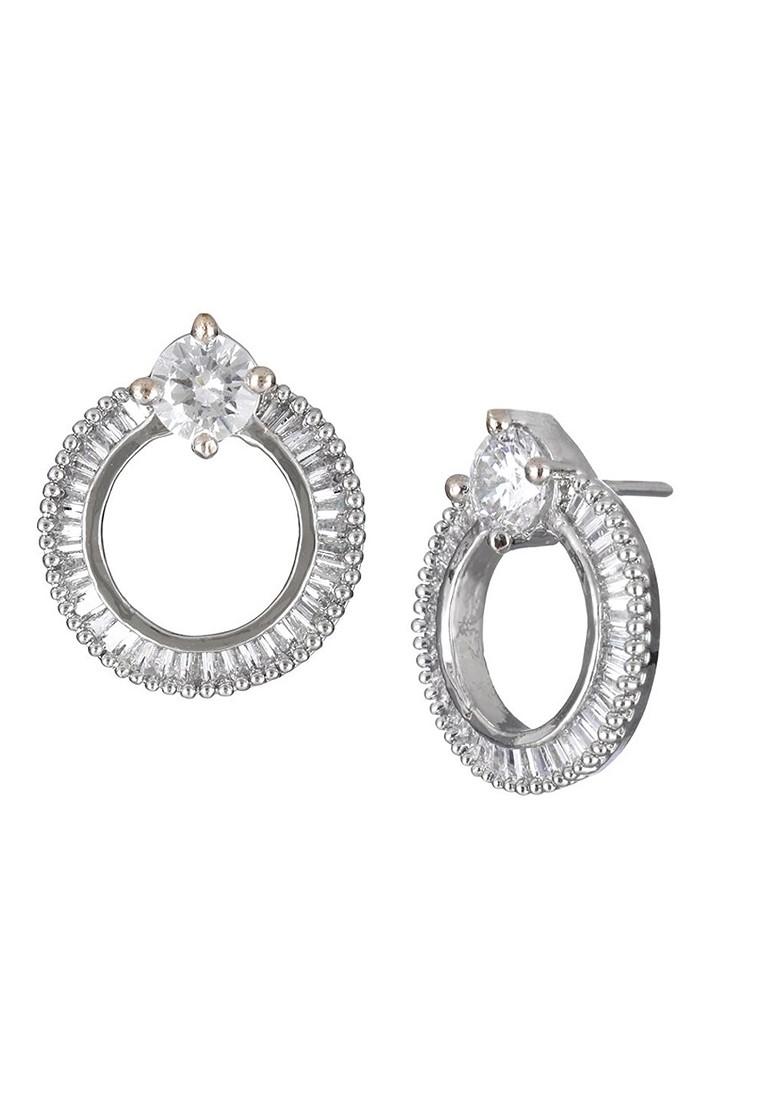 Silver  Cz Stone Studs Silver Toned Earrings