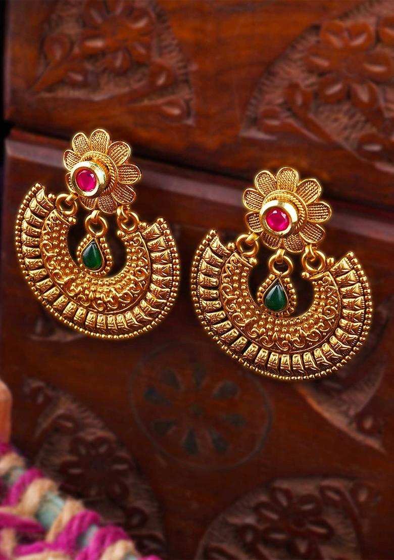 Gold Plain Gold Contemporary Earrings