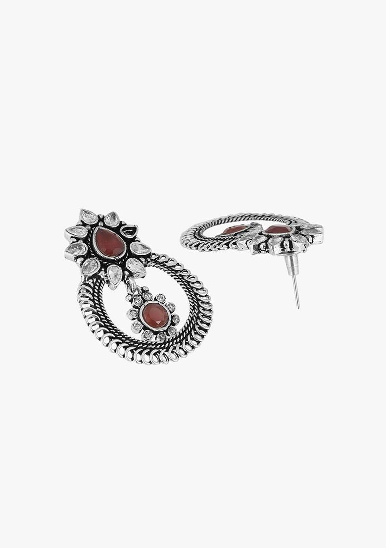 Silver Plain Silver Toned Earrings