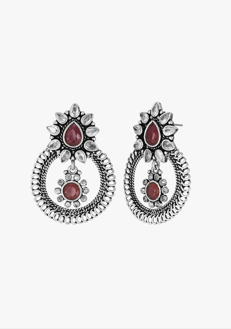 Silver Plain Silver Toned Earrings