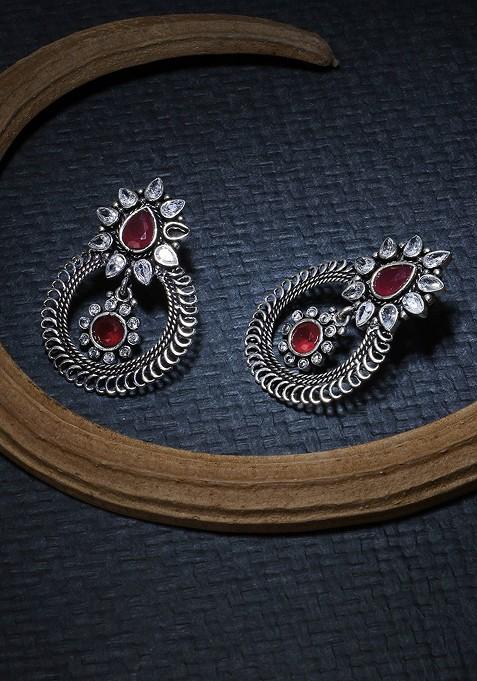 Silver Plain Silver Toned Earrings