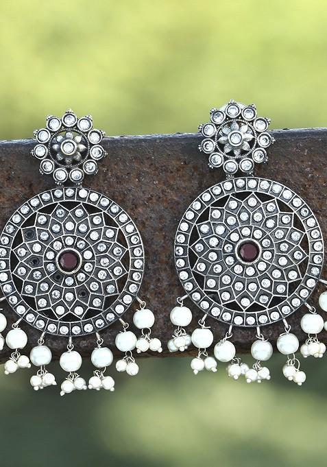 Silver Plain Silver Toned Earrings