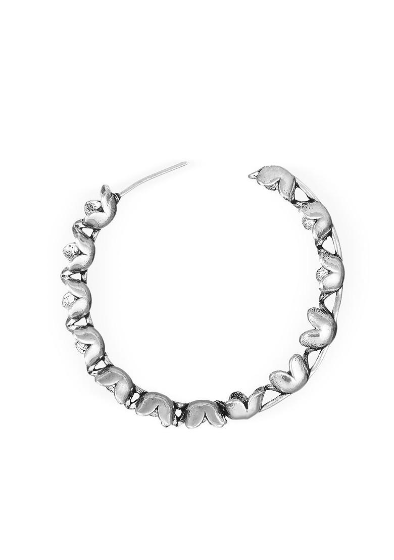 Silver Plain Silver Toned Earrings