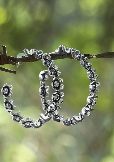 Silver Plain Silver Toned Earrings