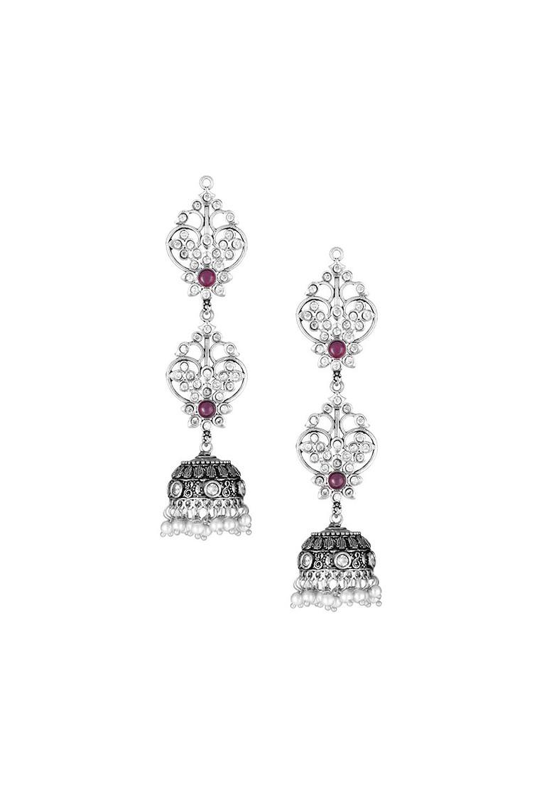 Silver Plain Silver Toned Earrings