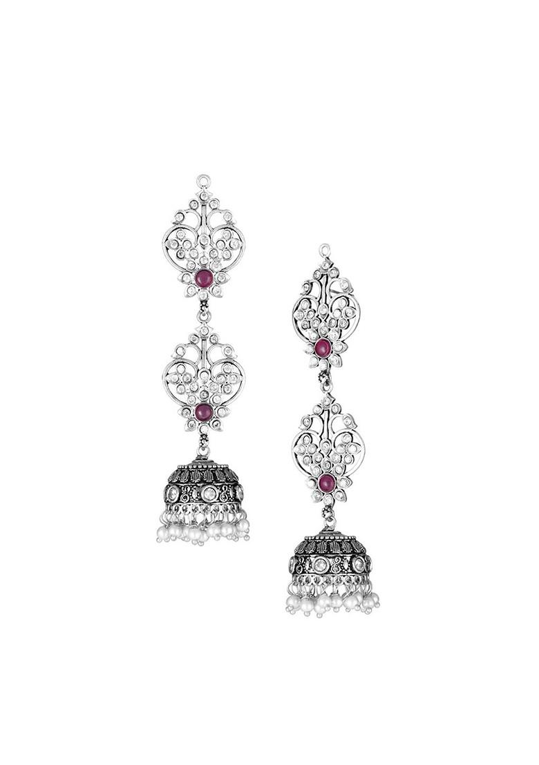 Silver Plain Silver Toned Earrings