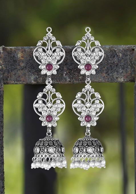 Silver Plain Silver Toned Earrings