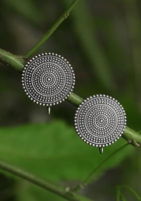 Silver Plain Silver Toned Earrings