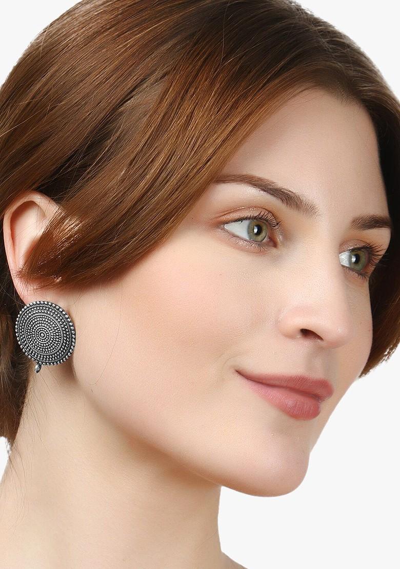 Silver Plain Silver Toned Earrings