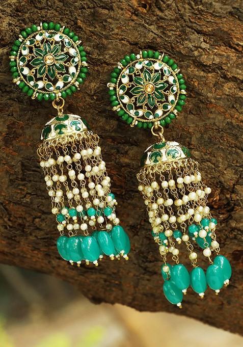 Gold Dome Shaped  Gold Toned Earrings