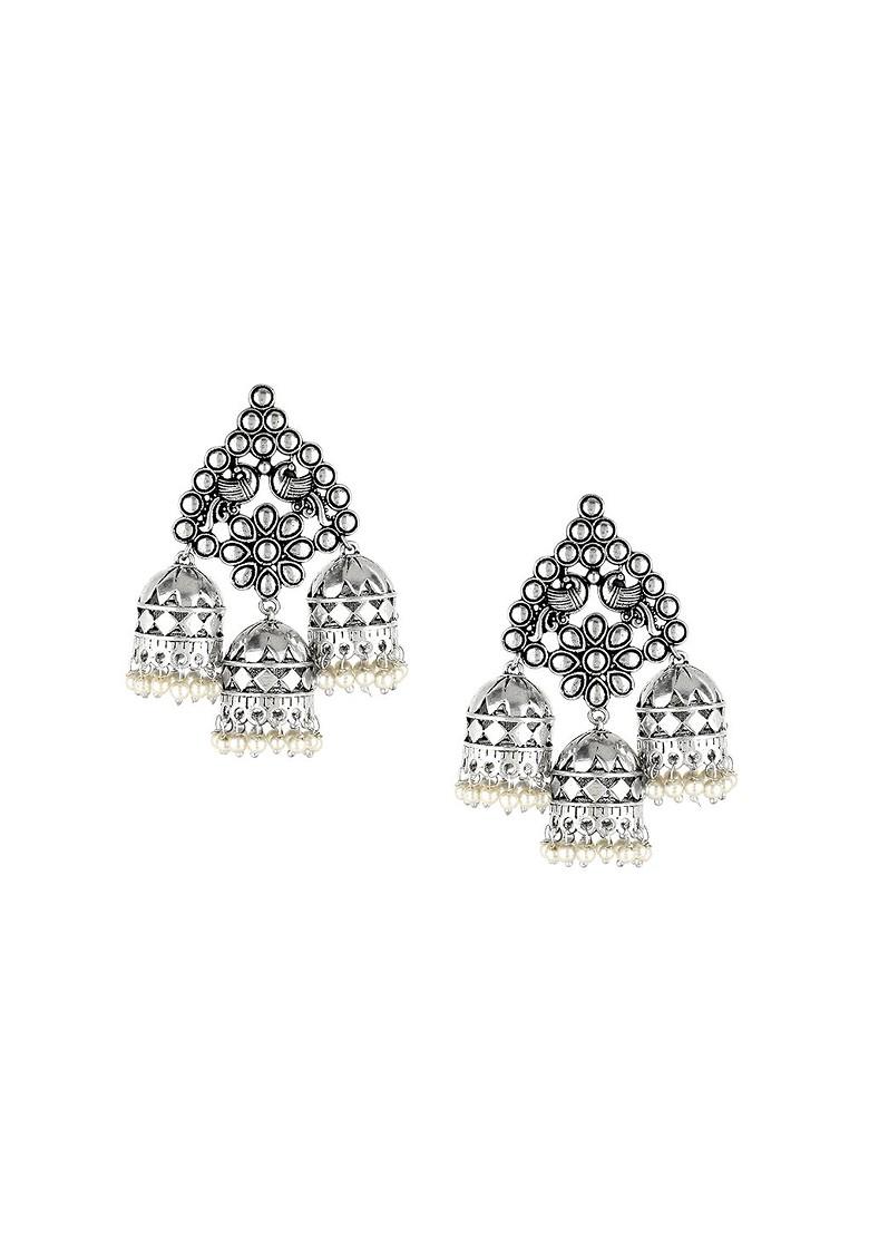 Silver Dome Shaped Silver Plated  Earrings
