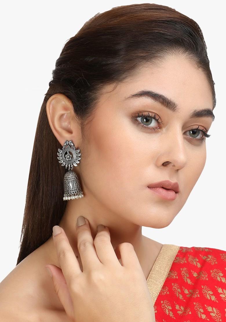 Silver Dome Shaped Silver Plated  Earrings