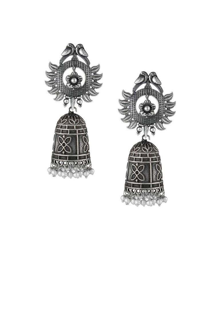 Silver Dome Shaped Silver Plated  Earrings