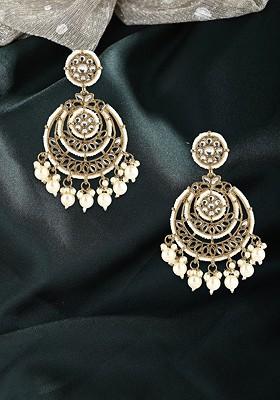 Gold  Stones Studded  Gold Plated Earrings