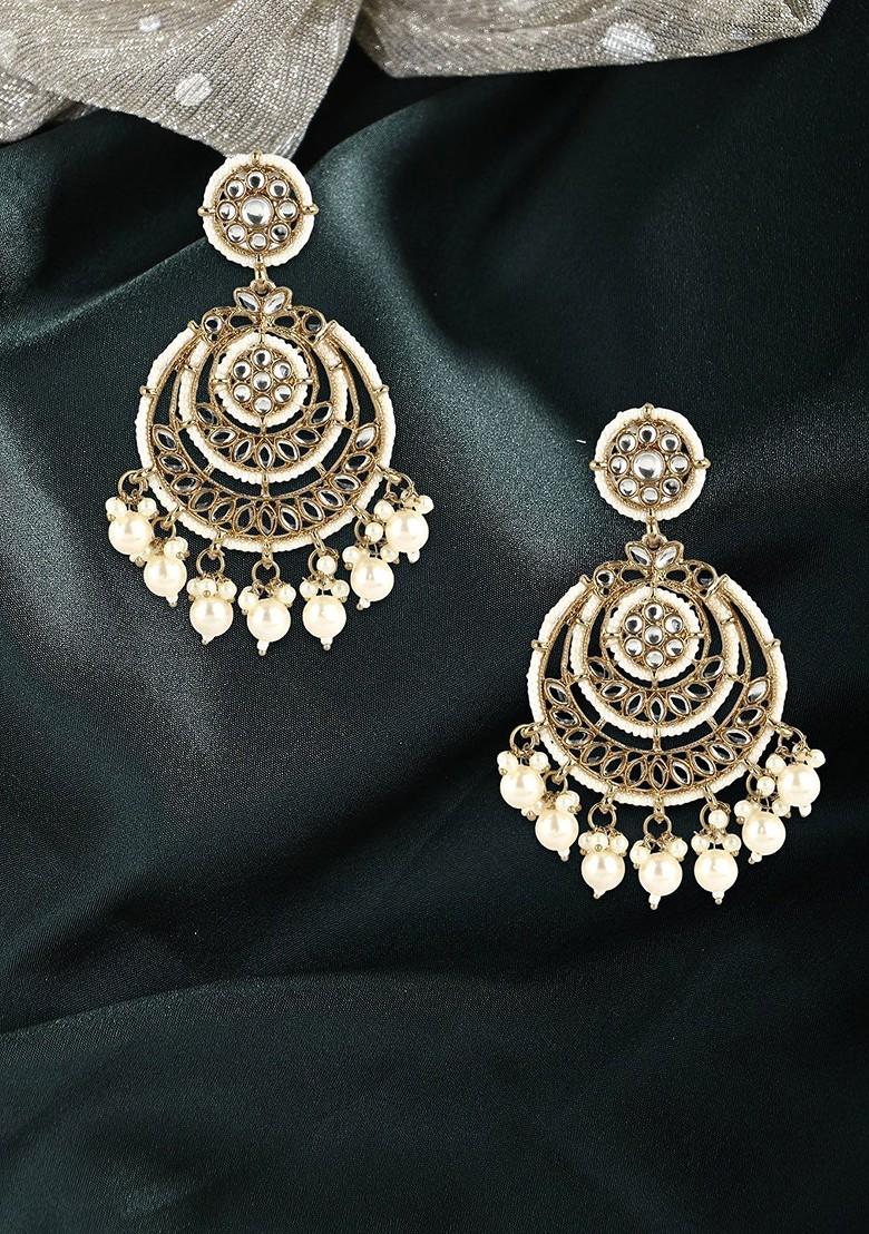Gold  Stones Studded  Gold Plated Earrings