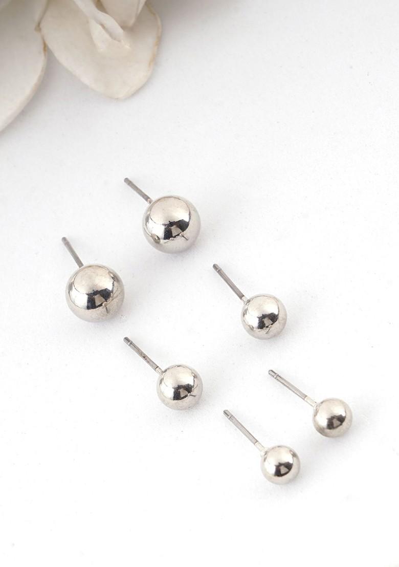 Silver Pearl Beaded Silver Plated  Earrings