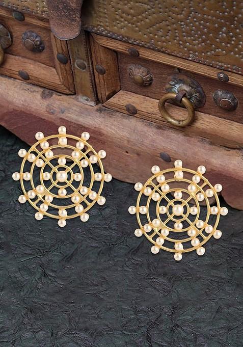 Gold Beaded Gold Plated Earrings