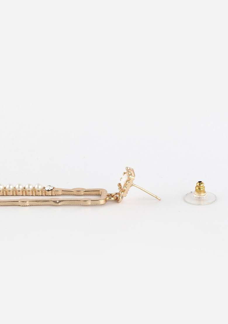 Gold Artificial Stones And Beads Gold Plated Earrings - Indya