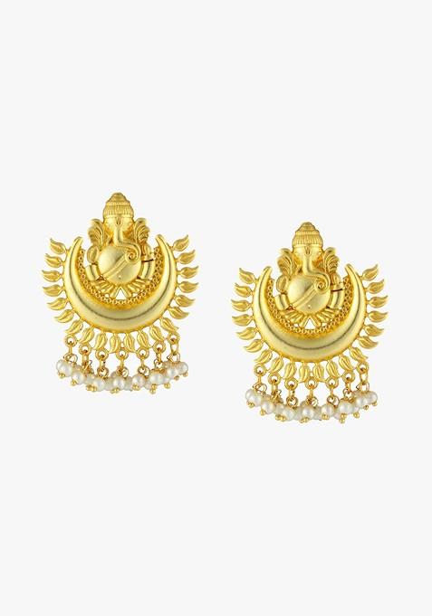 Gold Beaded Gold Plated Earrings