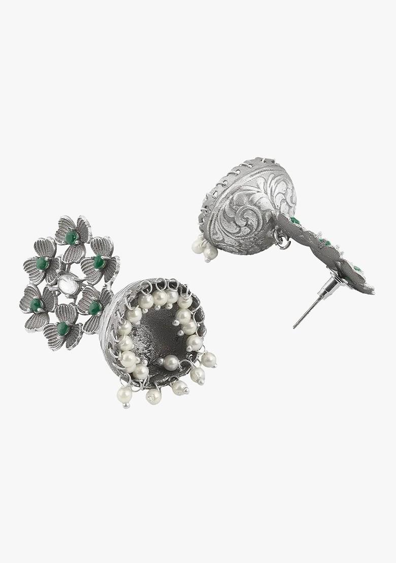 Silver Dome Shaped Silver Plated  Earrings