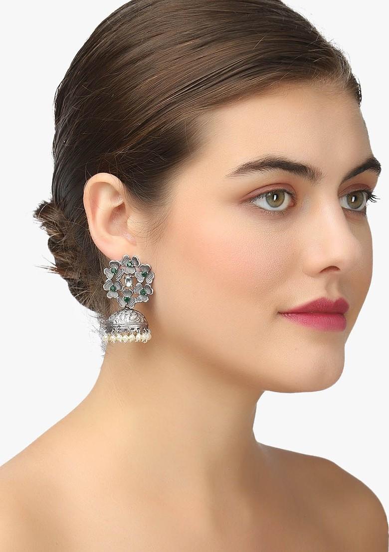Silver Dome Shaped Silver Plated  Earrings