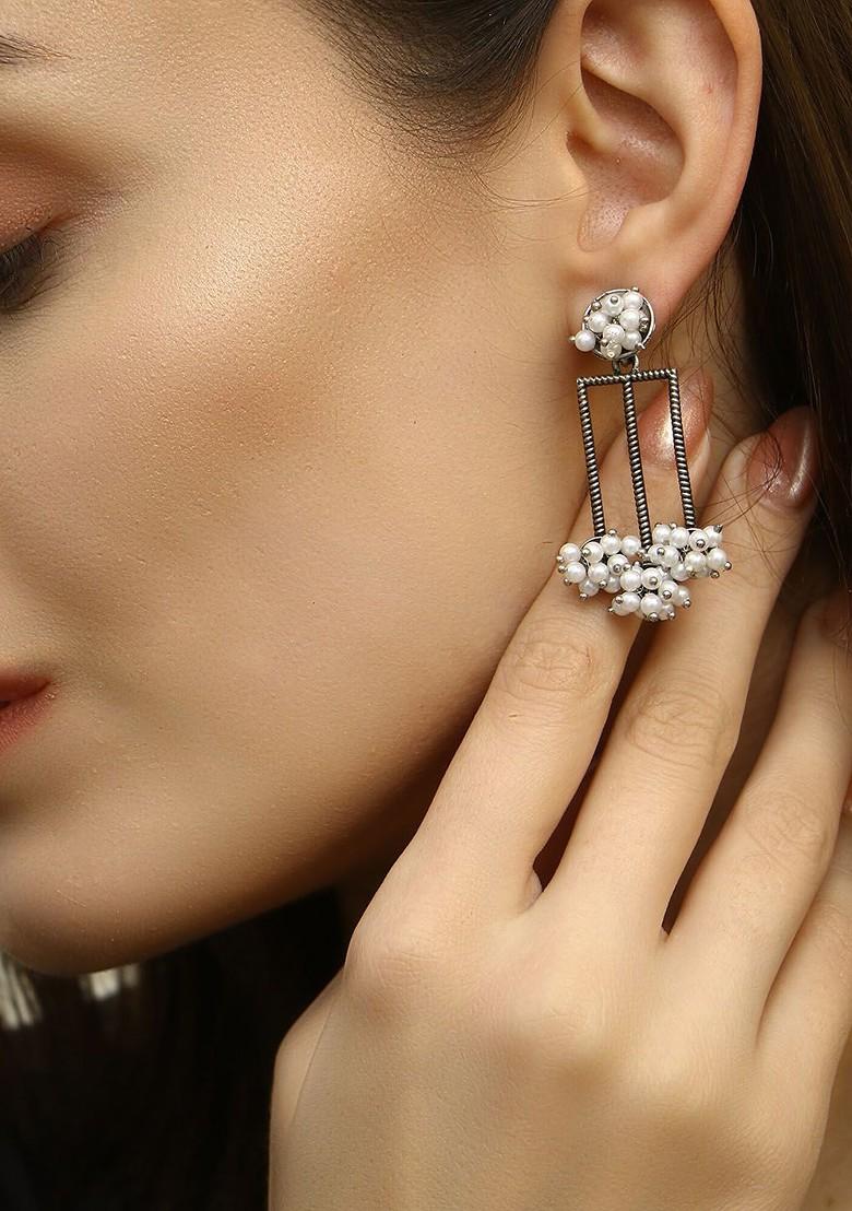 Silver Geometric  Silver Plated  Earrings