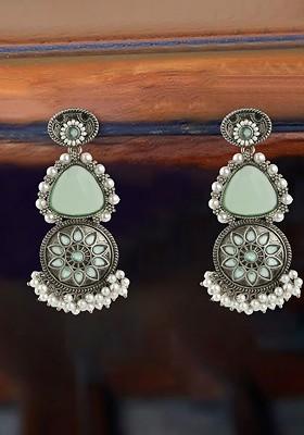 Silver Floral Stud Silver Plated  Earrings