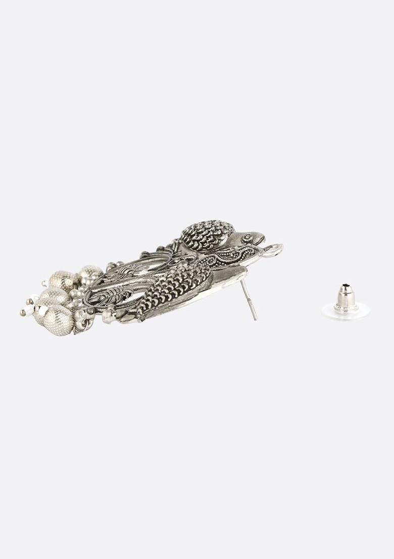 Silver Beaded Silver Plated  Earrings