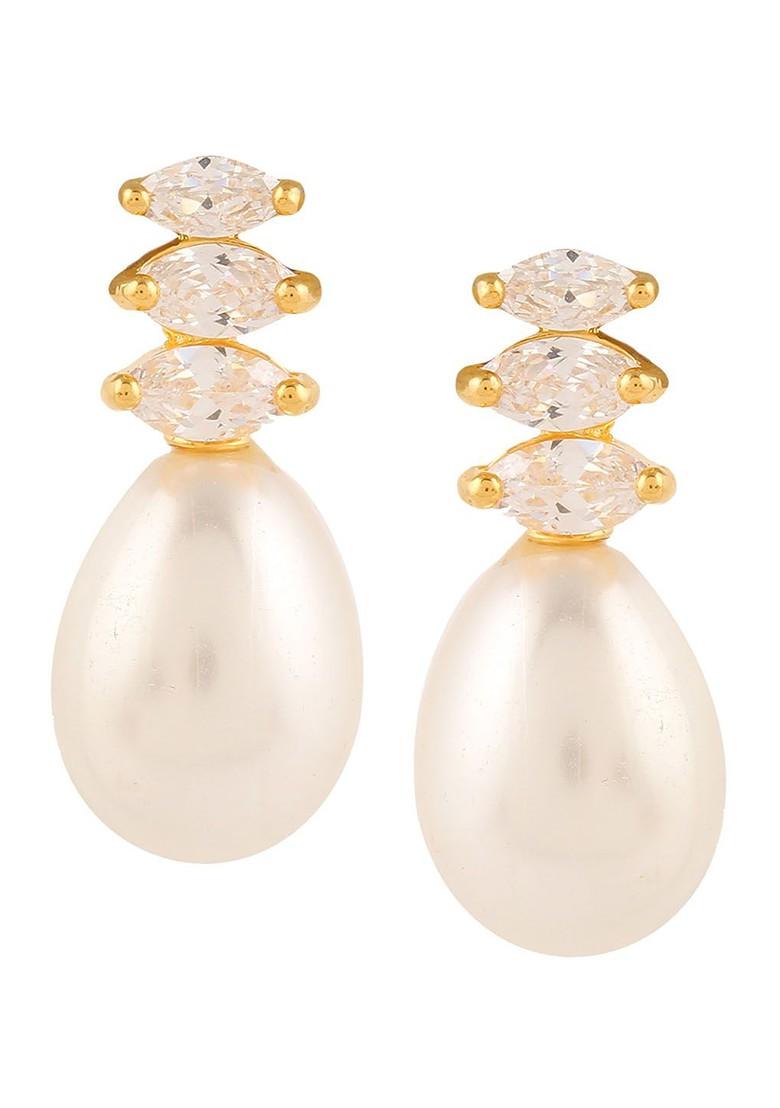 Gold Stone Studded  Gold Plated Earrings