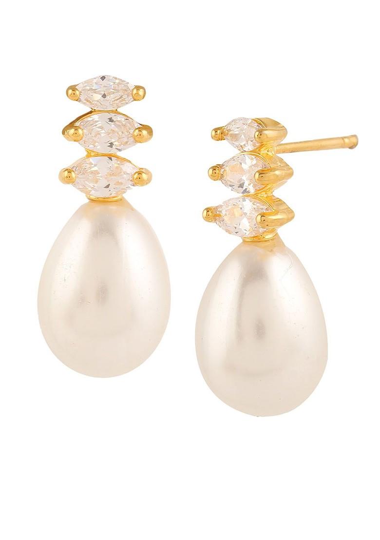 Gold Stone Studded  Gold Plated Earrings