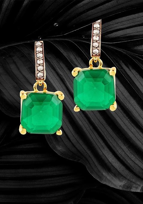 Gold Stone Studded  Gold Plated Earrings