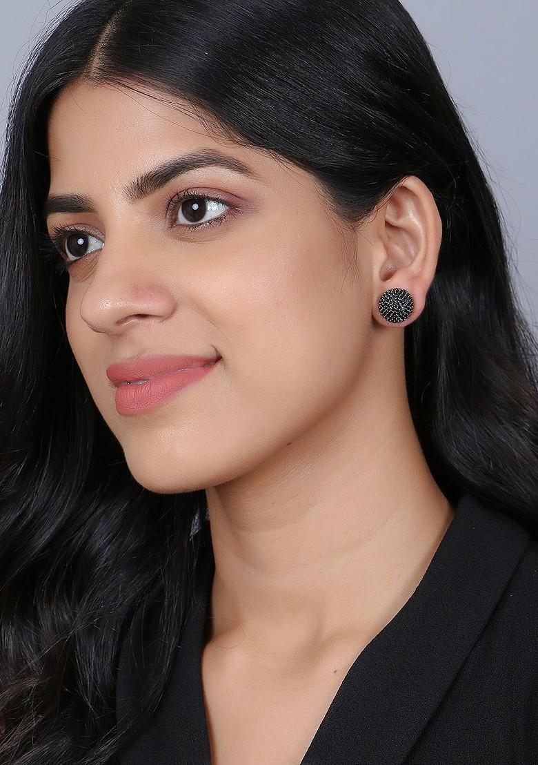 Silver Zirconia Studded Rhodium Plated Earrings