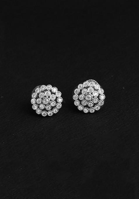 Silver Plain Rhodium Plated Earrings