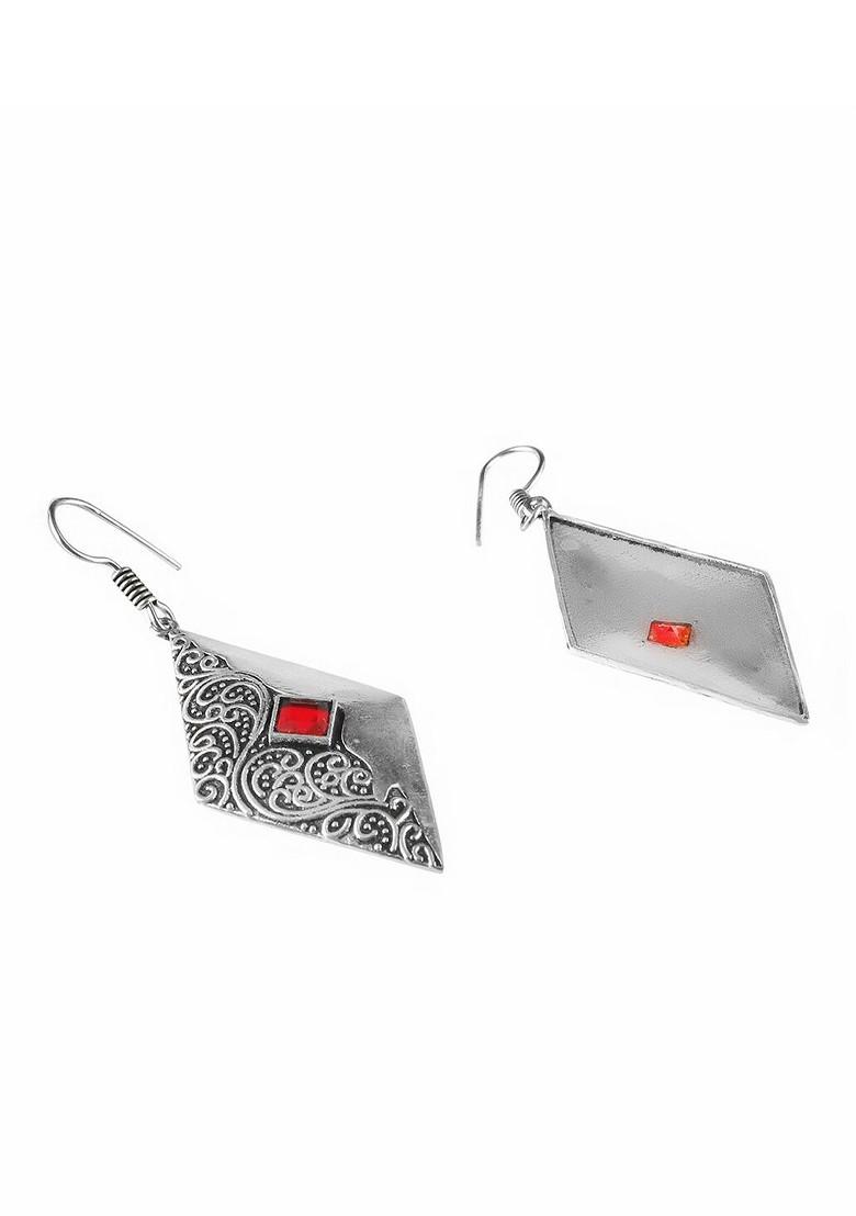 Maroon Plain Silver Plated  Earrings