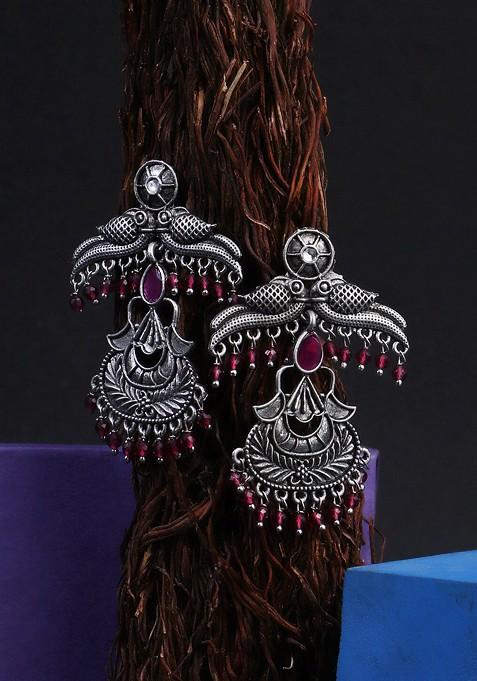 Purple Plain Silver Plated  Earrings