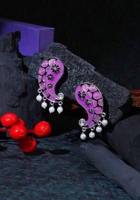 Purple Plain Silver Plated  Earrings