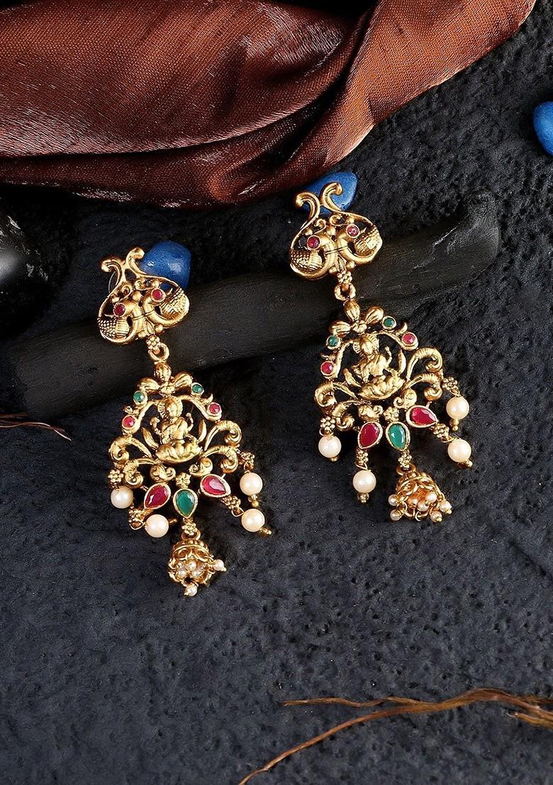 Gold Stone Studded  Gold Plated Earrings