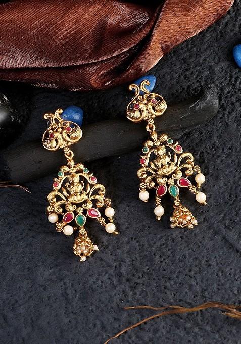 Gold Stone Studded  Gold Plated Earrings