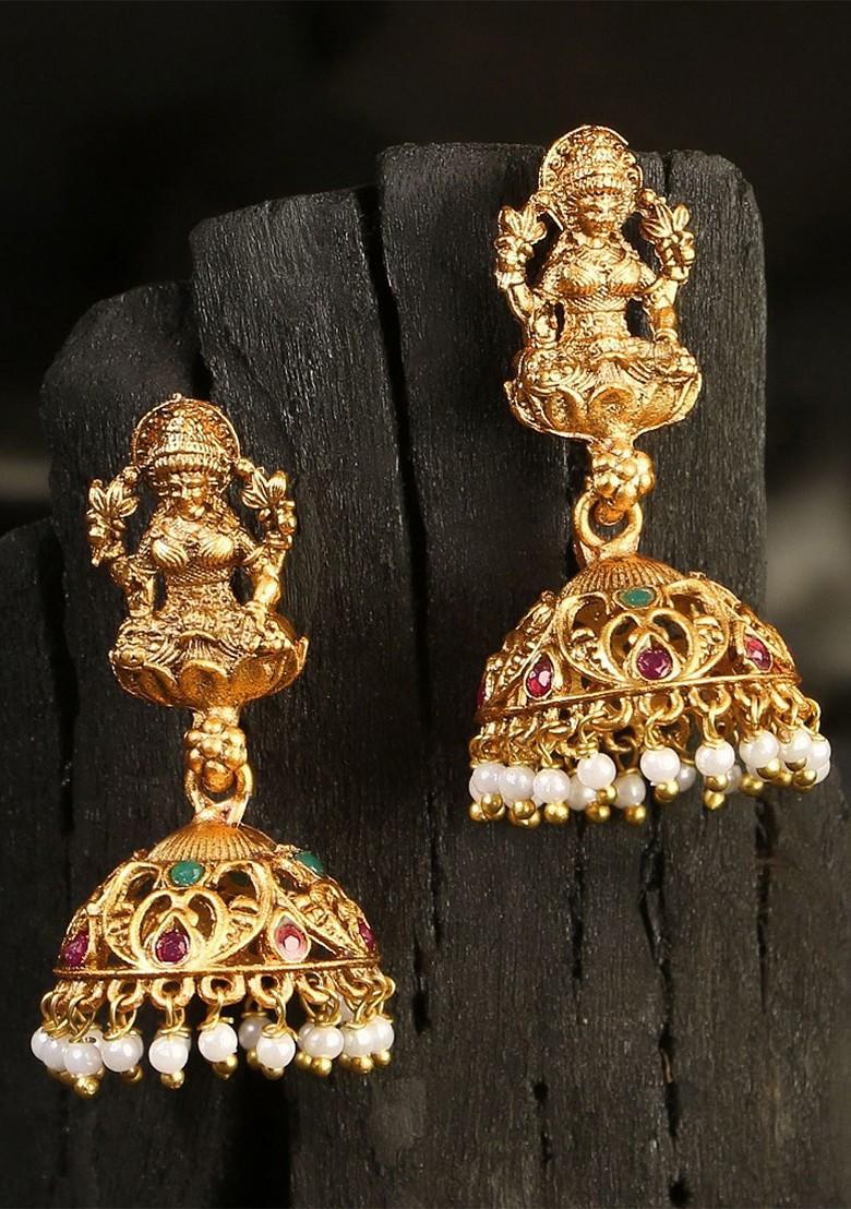 Gold Stone Studded  Gold Plated Earrings