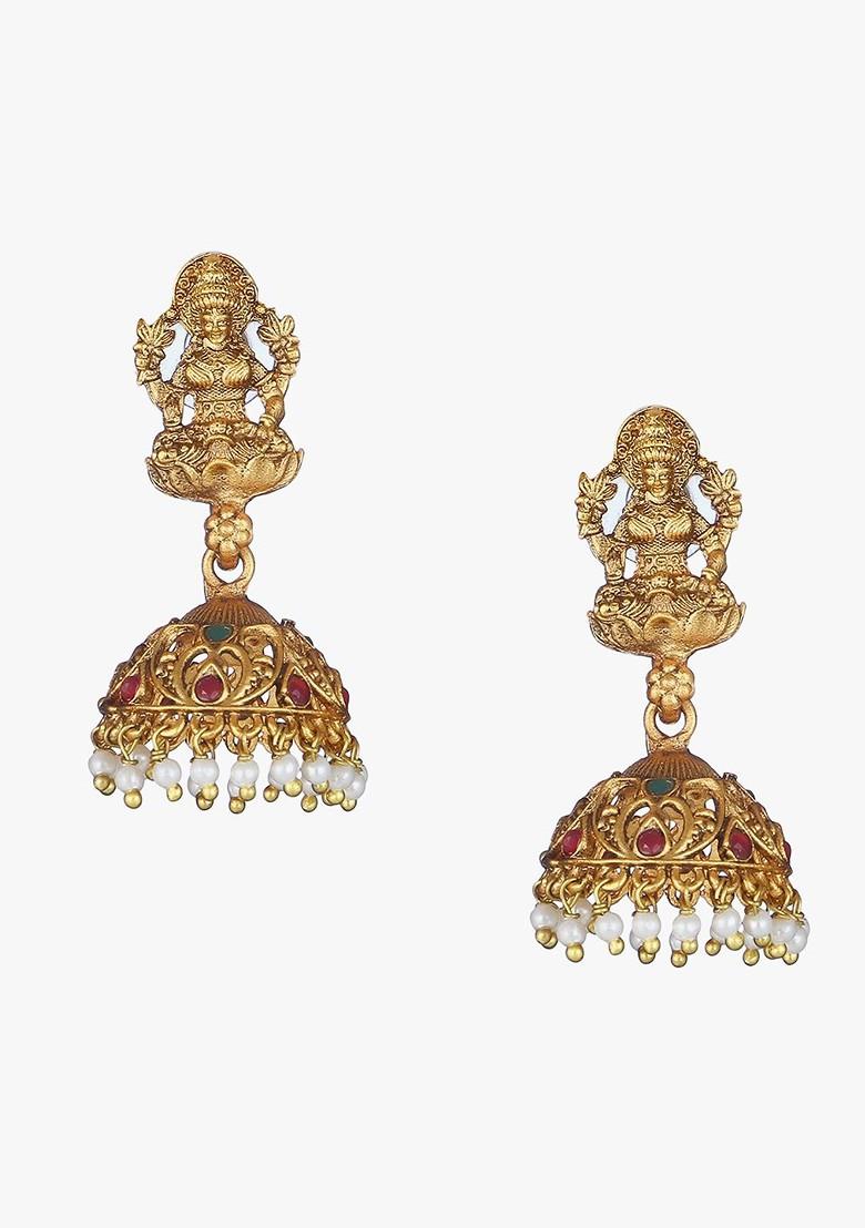 Gold Stone Studded  Gold Plated Earrings