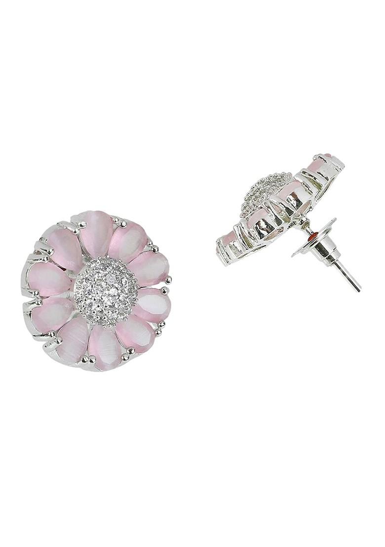 Pink Plain Silver Plated  Earrings