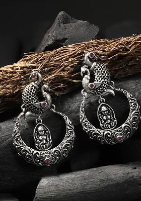 Silver Plain Silver Toned Earrings