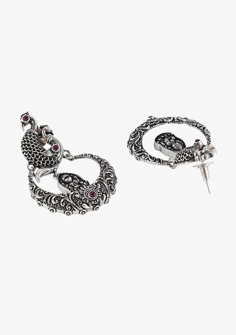 Silver Plain Silver Toned Earrings