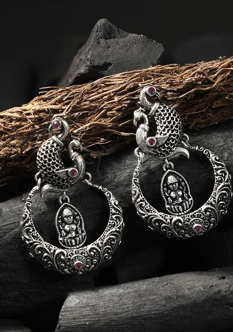 Silver Plain Silver Toned Earrings