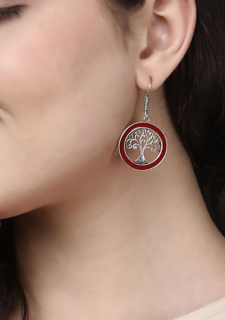 Silver Plain Silver Toned Earrings
