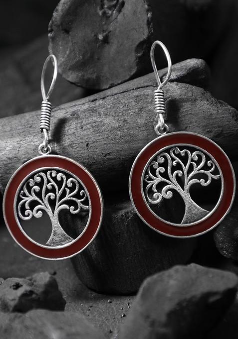 Silver Plain Silver Toned Earrings