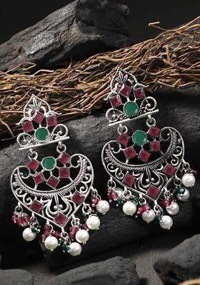 Silver Plain Silver Toned Earrings